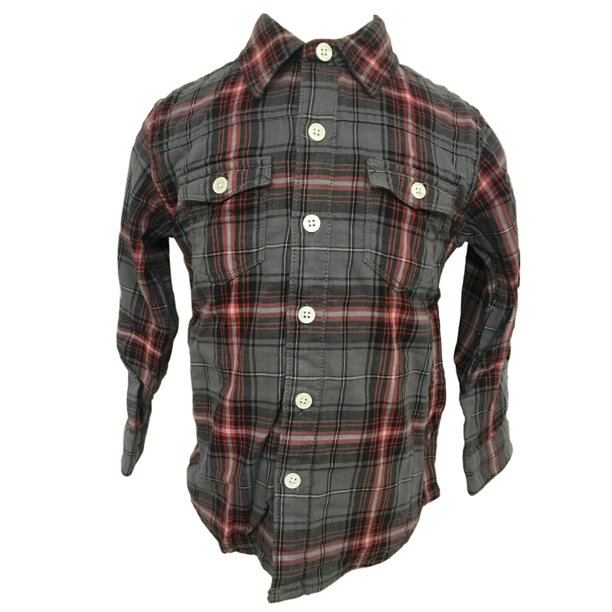 Joe S Jeans Button Up Kids Flannel Collared Shirt Black Grey Gray Red Plaid Walmart Com