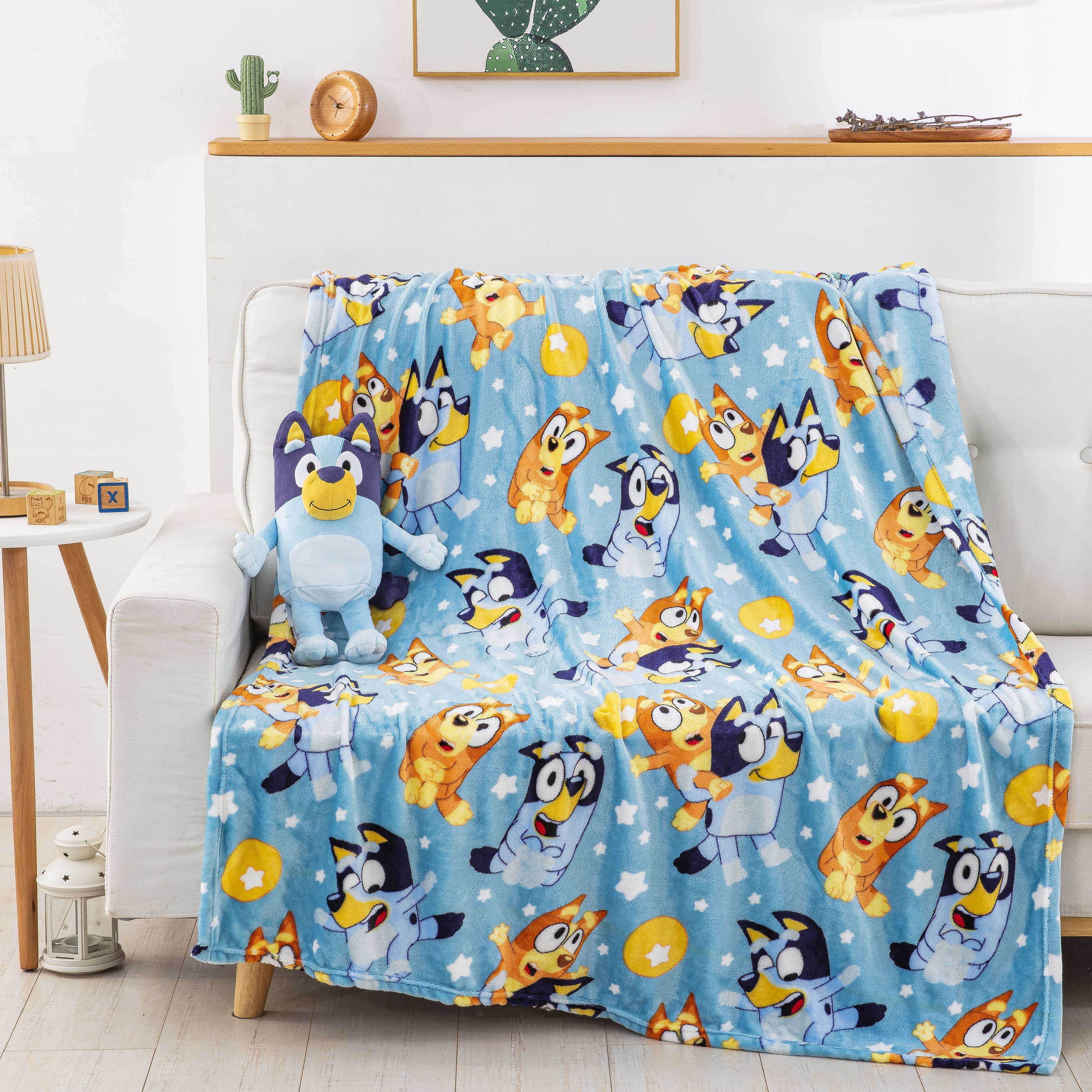 Bluey Kids Plush Hugger with Silk Touch Throw Blanket Set, 50x60 inches– Ultra Soft Plush Character Pillow for Kids