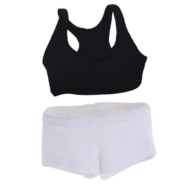 1: 6 ones Calientes Negros Modelo De Chaleco Femenino Para Juguetes Calientes '' / Ropa Corporal De Hugo Pantalones cortos de figura de acción