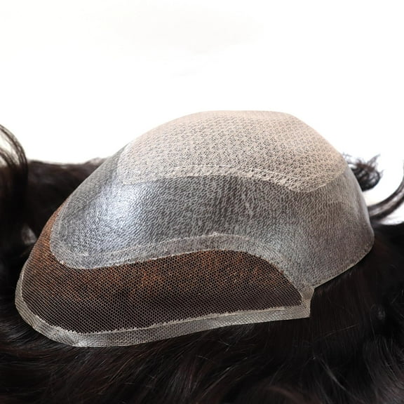 8x10in Silk Top Center French Lace Bleach Knots in Front 100% Human Hair Hair Replacement Mens Toupee Invisible Hairline Men Wigs