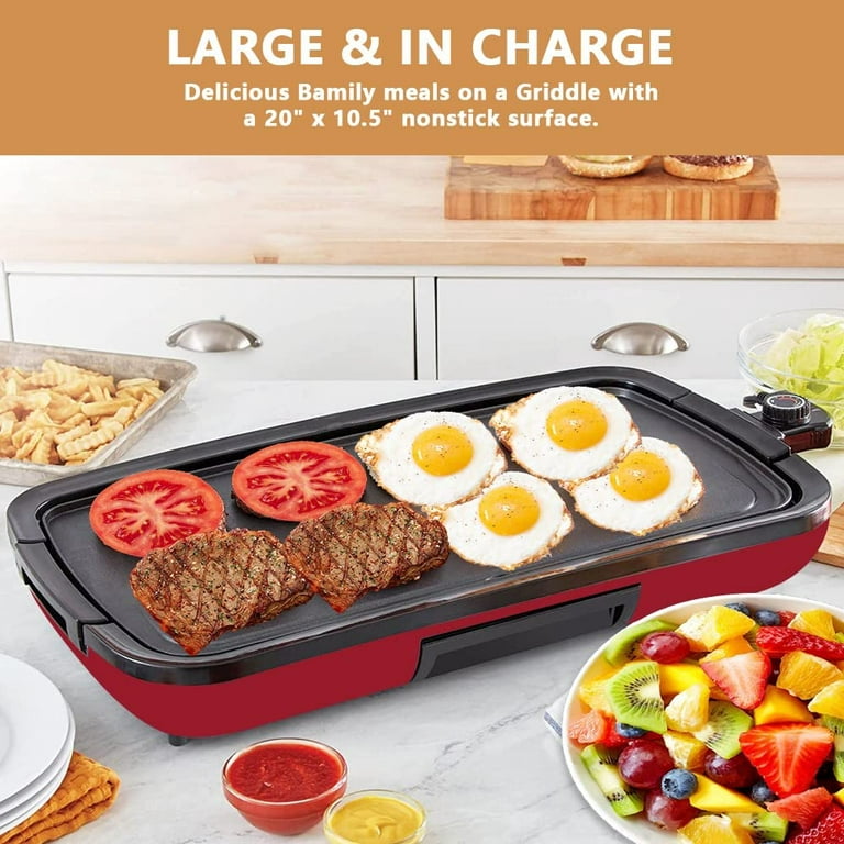  Nonstick Electric Griddle Large - 1500W Electric Indoor Grill  cook for up to 8 people at once (20x10): Home & Kitchen