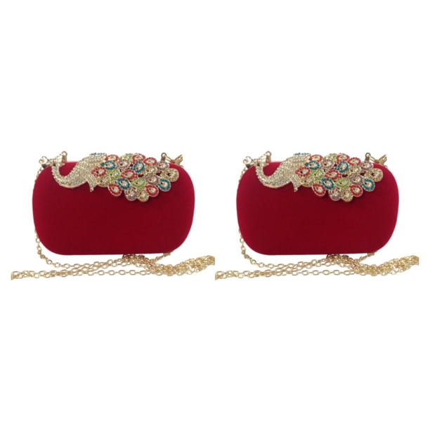 Monedero Qarigey Elegante Ligero Bolsos de Noche de Moda Rojo
