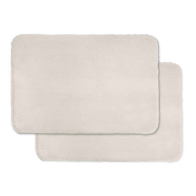 Mainstays 2-Piece Faux Fur Memory Foam Bath Rug Set, Beige photo 1