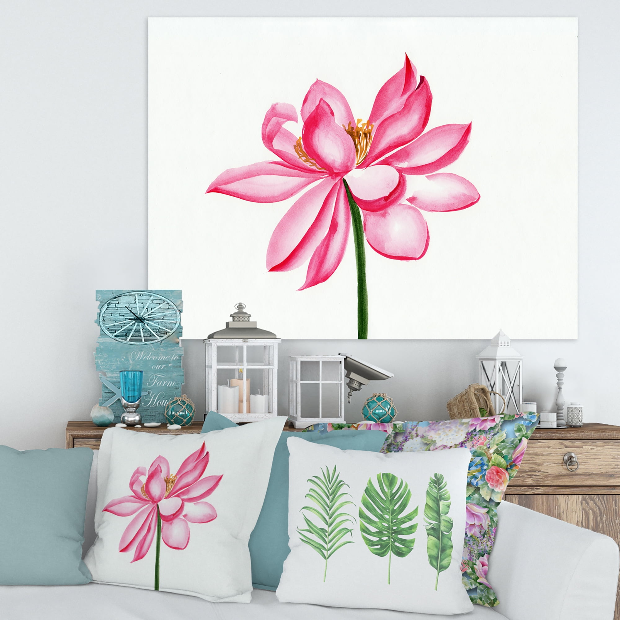 Designart ' Ancient Detail of A Pink Lotus ' Traditional Canvas Wall Art Print