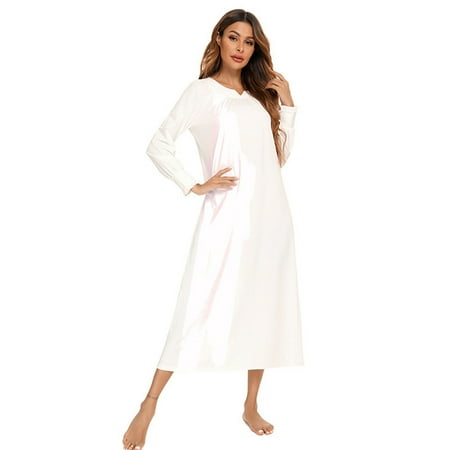 

Women Sleepwear Nightgown Sleepshirt Long Sleeve Casual Pajama Dress Vintage Loungewear X-Large US 14