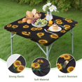 thumbnail image 4 of Black Sunflower Green Leaf Pattern Square Fitted Tablecloth with Elastic Edge,Square Table Cover,Washable Elastic Table Cover for Home Kitchen Party Decor 34"x34", 4 of 6