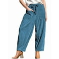 thumbnail image 3 of Women'S Corduroy Pants Baggy Wide Leg Pants Casual Elastic Waisted Palazzo Harem Pants with Pockets Blue XXL, 3 of 8