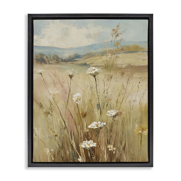 Stupell Industries Natural Lush Hillside Blooms Black Framed Floater Canvas Wall Art, design by Svetlana Aleynikova