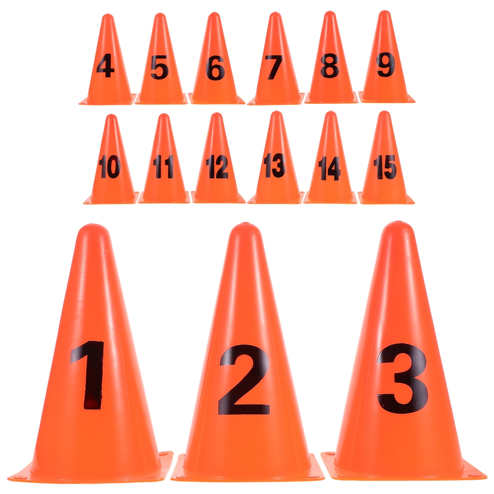 Baluue 15Pcs Orange Training Cones Numbered Plastic Soccer Basketball Football