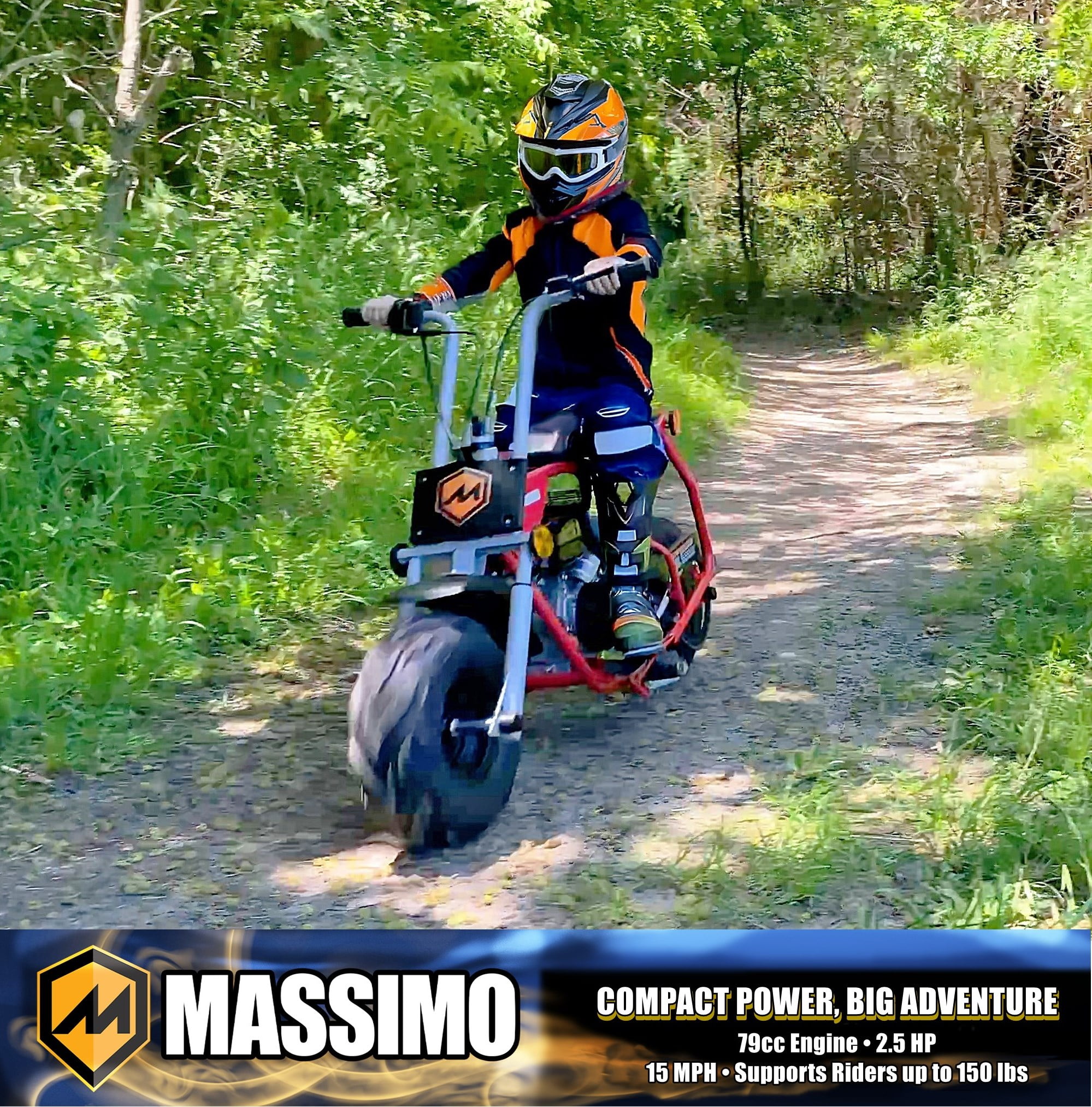 Massimo MB100 Minibike 79cc 2.5HP, Gas Powered, Trail Bike, Pocket Bike - Red