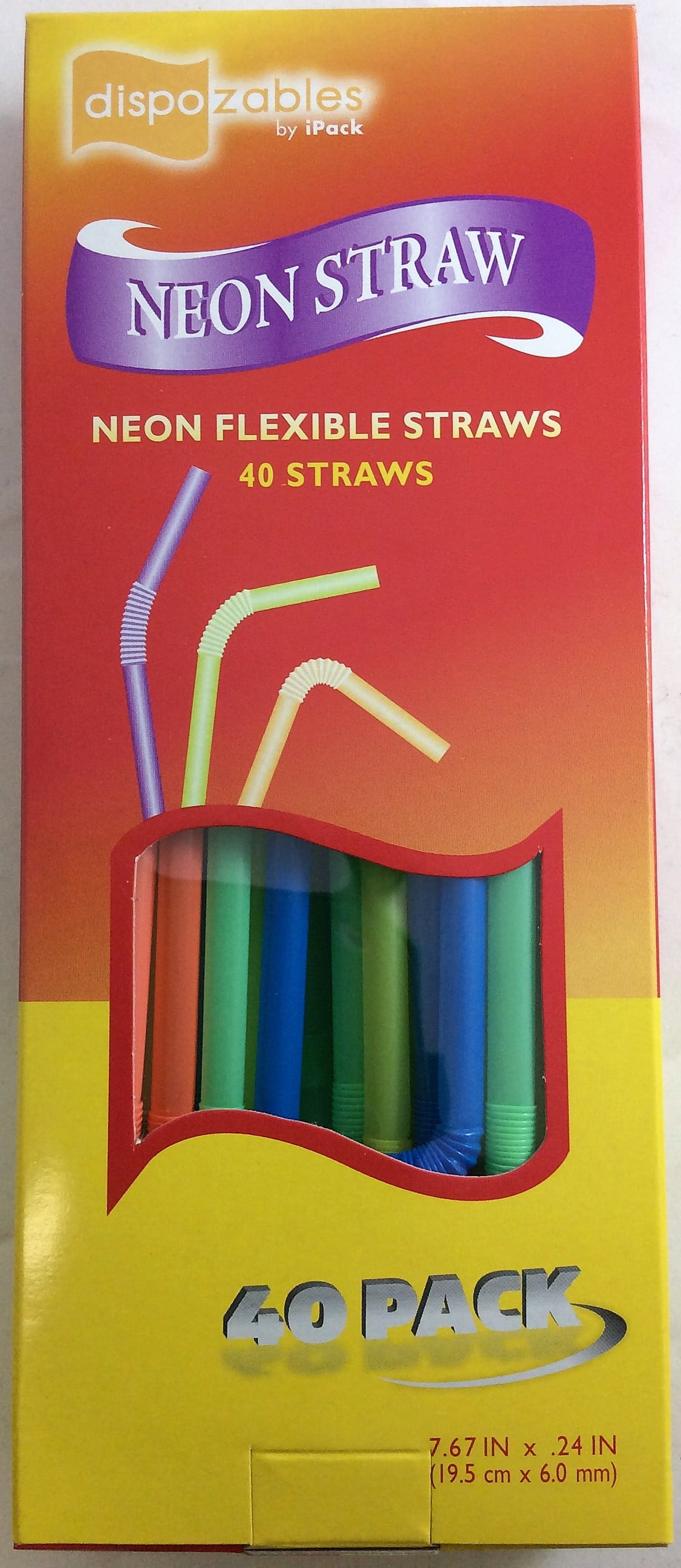 dispozables neon flexible straws 40 pack