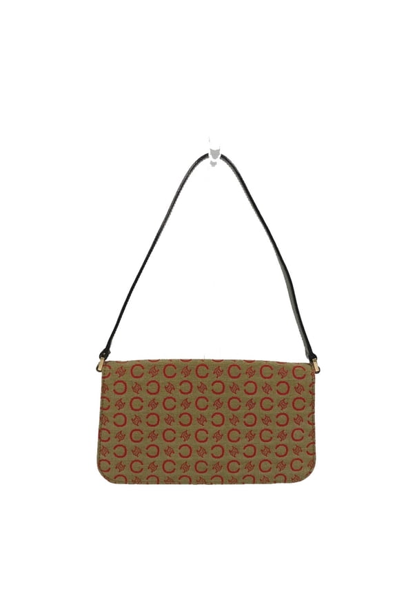 Pre-Owned CELINE CMacadam Bag Mini Hand Bag Accessory pouch Khaki x Red (Good)
