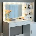 thumbnail image 4 of Vastcury Minimalist Vanity Desk with Mirror and Lights, Bedroom 3 Level Makeup Dresser, Dressing Table with Large Vertical Organizer & 2 Drawer, White, 4 of 6