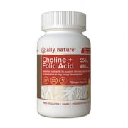 Ally Nature Vegan Choline 550mg + Folic Acid 480mcg Prenatal Non-GMO Capsules 72 CT