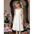 thumbnail image 4 of Oudiya Girls Spaghetti Strap Tie Back Dress Ruffle Hem Summer Beach Casual Sundress with Pockets, 6-14Y, 4 of 7
