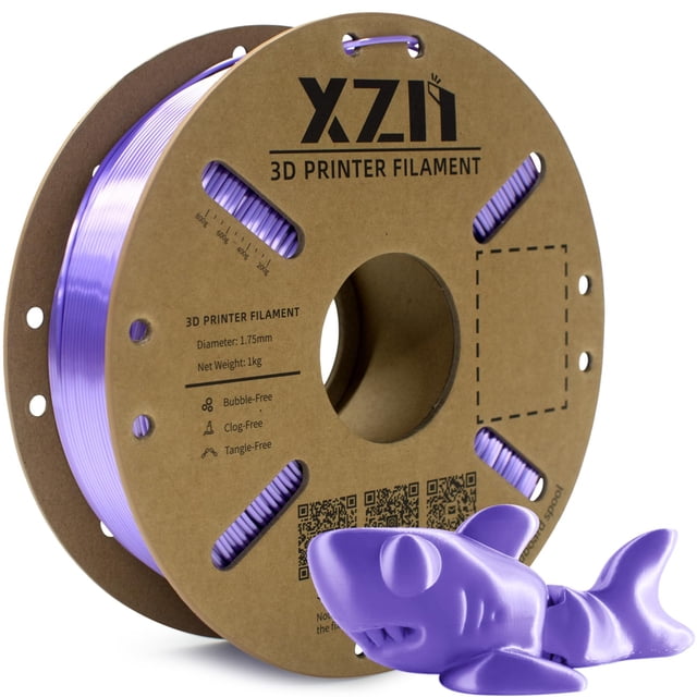 Filamento para impresora 3D XZN Silk PLA de 1,75 mm, color morado metalizado, 1 kg