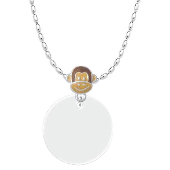 Delight Jewelry Acrylic 1" Disc Imitation Pearl Mia Monkey Charm Necklace