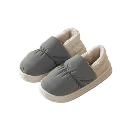 

Wazshop Men Slippers Home Winter Warm Shoe Memory Foam Booties Slipper Lightweight Plush Lined Moccasins Women House Shoes Cozy Round Toe Gray 10.5-11