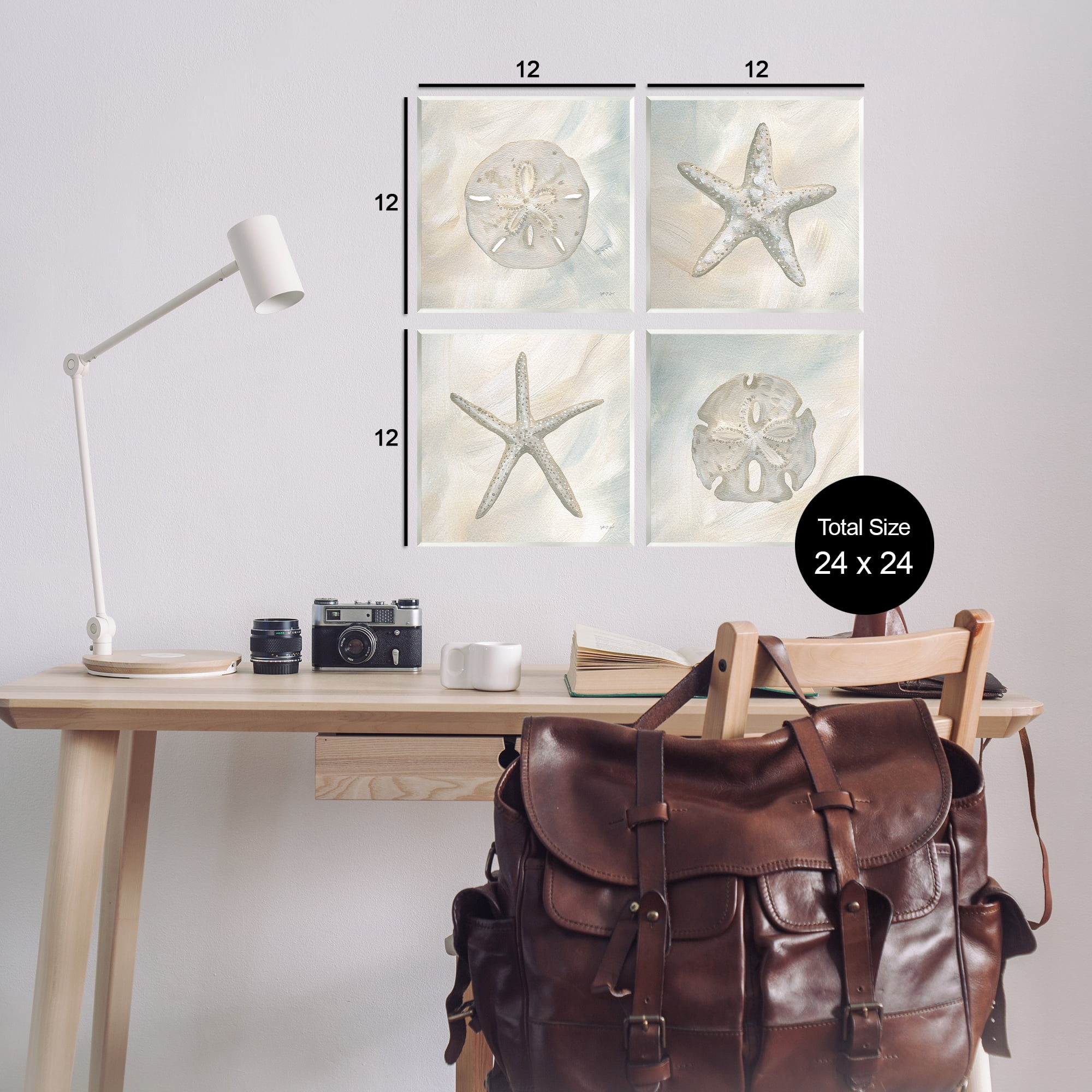 Stupell Industries Neutral Starfish & Sand Dollars Nautical & Beach Painting Unframed Art Print Wall Art, 12 x 12, Set of 4