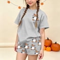 thumbnail image 4 of SERTGUTR Girls' Halloween Outfit Set Short Sleeve Crew Neck Top Elastic Waist Shorts Cute Ghost Print Soft Breathable Homewear School Party Everyday Wear, 4 of 9