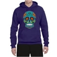thumbnail image 2 of Wild Bobby Day Of The Dead Sugar Skull Pop Culture Unisex Graphic Hoodie Sweatshirt, Purple, Small, 2 of 5