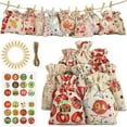 thumbnail image 1 of Diy Advent Calendar Jute Fabric Bags Decoration And Numbers Stickers, 1 of 3