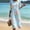 Light Blue, variant on HBYJLZYG Women's 3/4 Sleeve Round Neck Midi Dress with Colorful Floral Applique and Gathered Waist, Summer Vacation Beach Casual Long Dress for Travel and Daily Wear