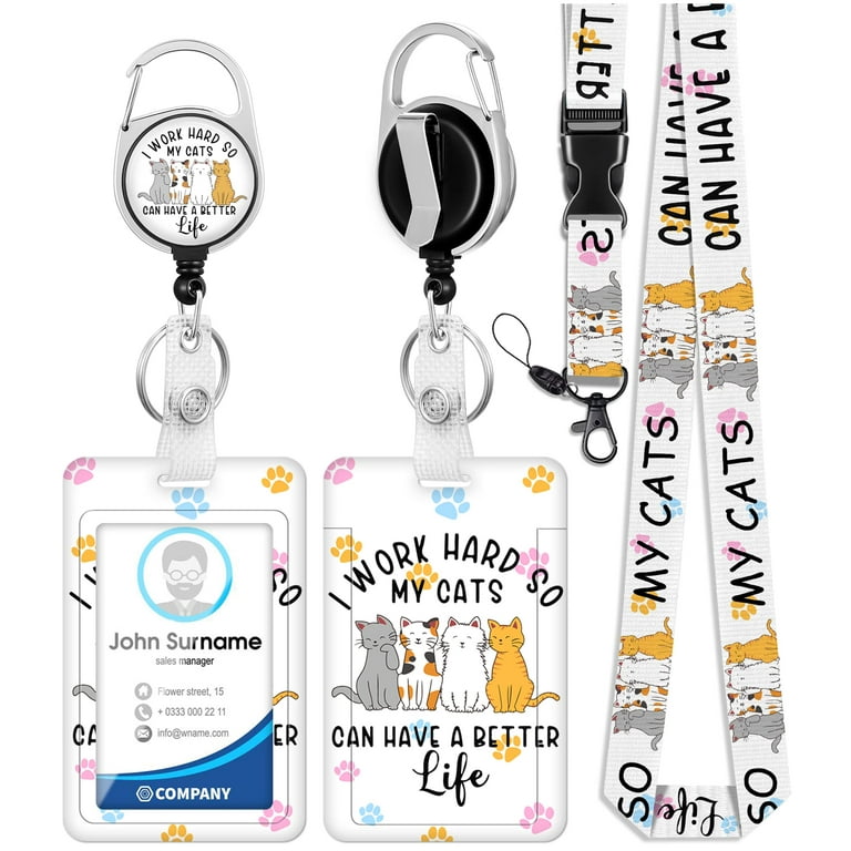 ID Badge Holder with Lanyard and Retractable Badge Reel Belt Clip
