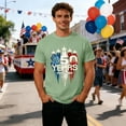 thumbnail image 4 of Sjldqy Mens 4th Of July Shirt Quick Dry Comfy Red White Blue Letter Print T-Shirt Short Sleeve Crew Neck Anniversary Summer Patriotic Top For Men Size L Light Green, 4 of 5