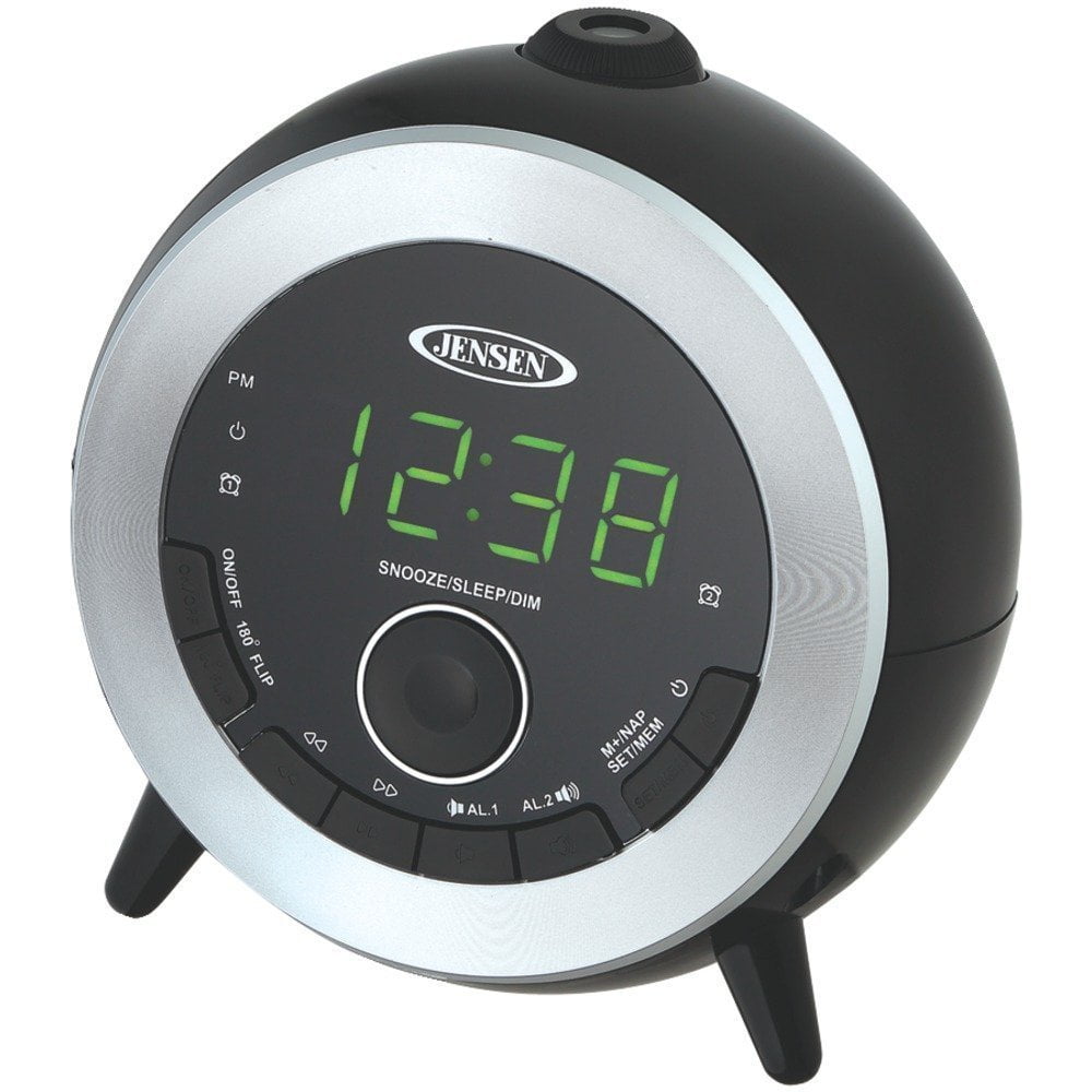 Naxa NRC173 Black AM FM Dual Alarm Projection Clock Radio with Station Presets 