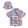 thumbnail image 3 of WOYY Little Boy Hawaii Beach Button Down Shirt Tropical Print Short Sleeve Shirt with Hat, 3 of 5