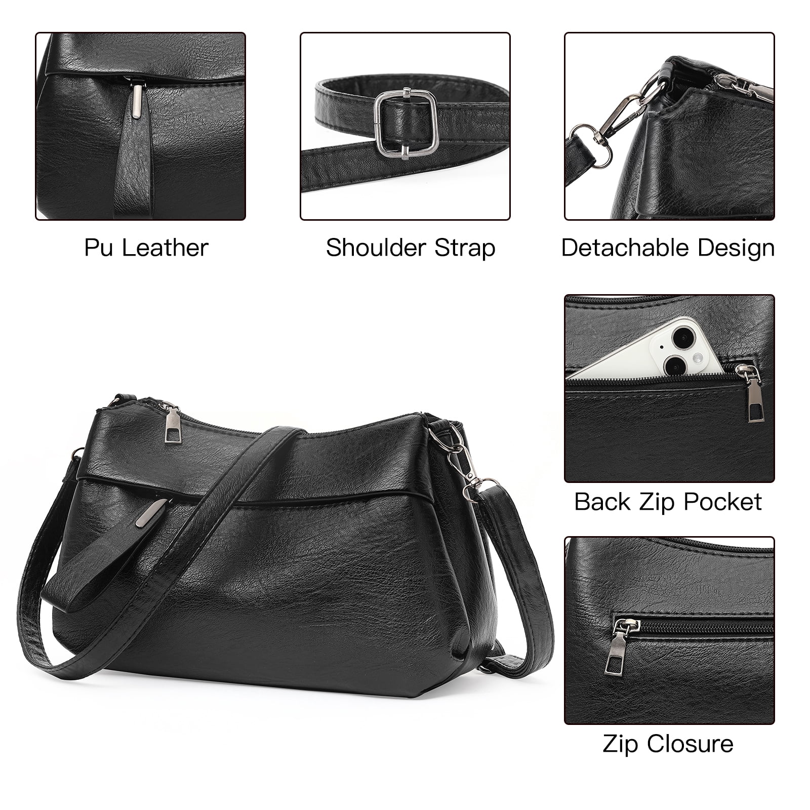 GOIACII Shoulder Bag for Women Leather Purse Crossbody Bag with Adjustable Strap