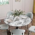 thumbnail image 5 of Grey Abstract Round Tablecloth for 45-54 Inch Tables, Fitted Table Cover with Elastic Edge, Modern Oil Painted Art Contemporary Waterproof Outdoor Table Cloth Protector for Patio Garden Dinner Picnic, 5 of 9