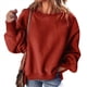thumbnail image 3 of Suéter de Cuello Redondo para Mujer, Holgado, de Lana de Cordero, Informal, Versátil, de Larga, para Otoño e Invierno. Rojo M, 3 of 8