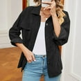 thumbnail image 6 of Yuwull Women'S Oversized Mid Long Denim Jacket Jean Biker Coat Causal Work Jean Clothes Botton Up, 6 of 8