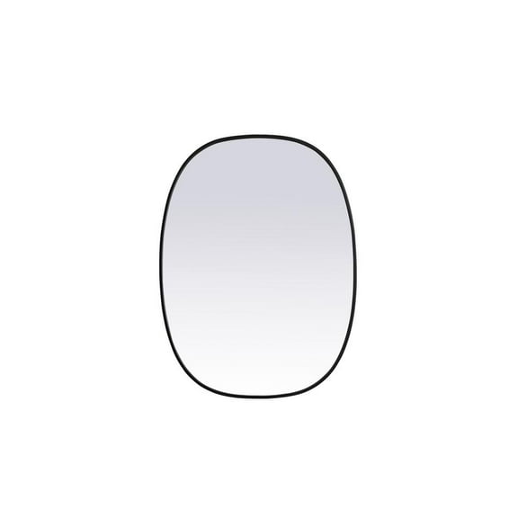 Elegant Decor Metal Frame Oval Mirror 30x40 Inch in Black