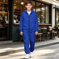thumbnail image 4 of Girls 2 Piece Outfits Sweatsuit Causal Zip Up Hoodie Sweatshirt Joggers Kids Clothes Fall Winter Y2k Tracksuit Outfits Royal Blue 7-8 Years, 4 of 7