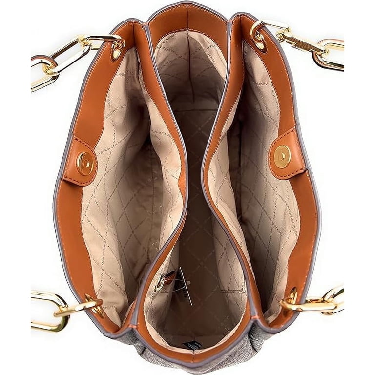 Michael Kors Womens Trisha Large Logo Shoulder Bag Brown