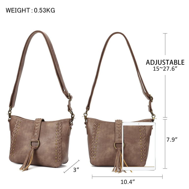 KL928 Small Purses for Women Shoulder Handbags Crossbody Bag with Tassel  (Light Brown)