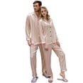 thumbnail image 2 of Hwmodou Mens Sleepwears Valentine's Day Love Heart Cute Printed Solid Nightwear Long Sleeve Night Gown Set For Couples Silk Robe Comfort And Style Homwear Nightgown For Man, 2 of 8