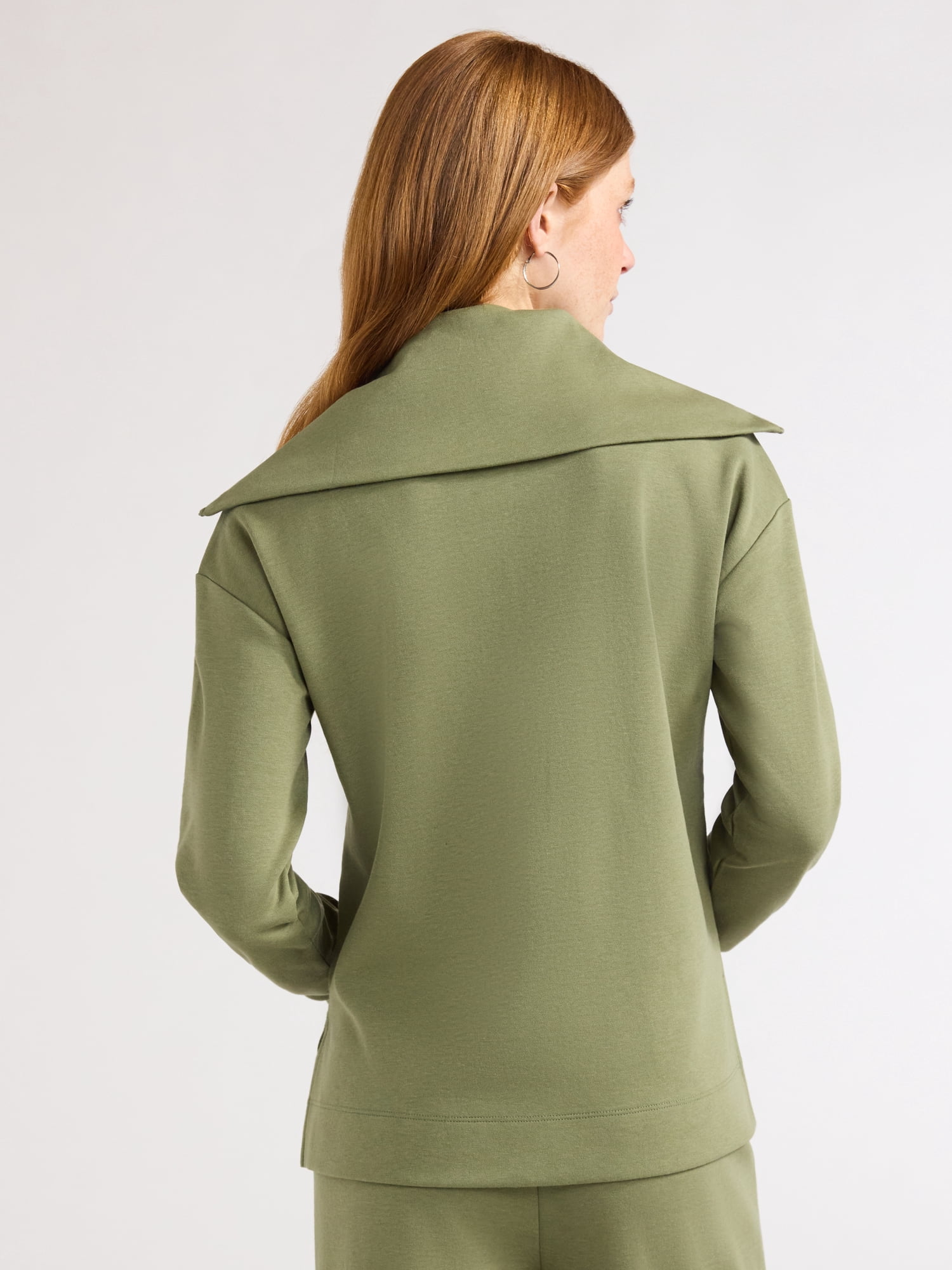 Free Assembly Women's and Women's Plus Half Zip Pullover Sweatshirt, Sizes XS-4X