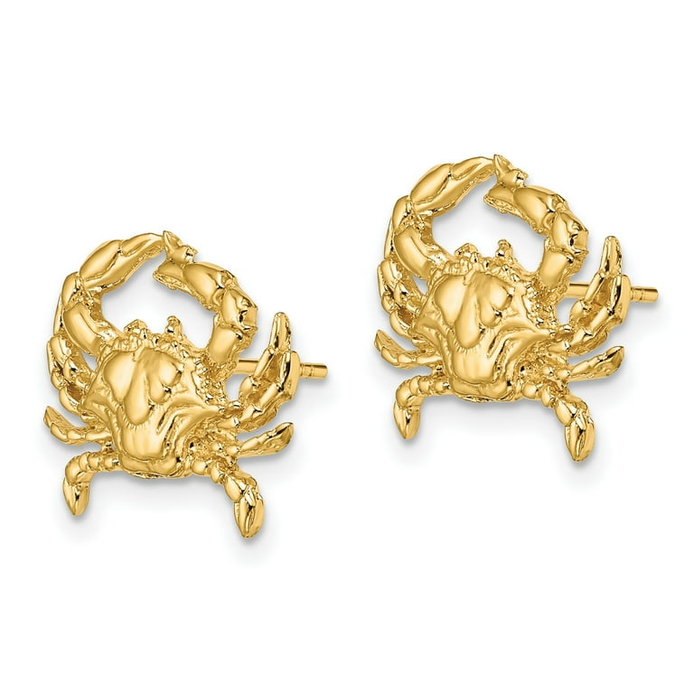 14k Yellow Gold Blue Crab Post Earrings 15x18.1 mm - Walmart.com