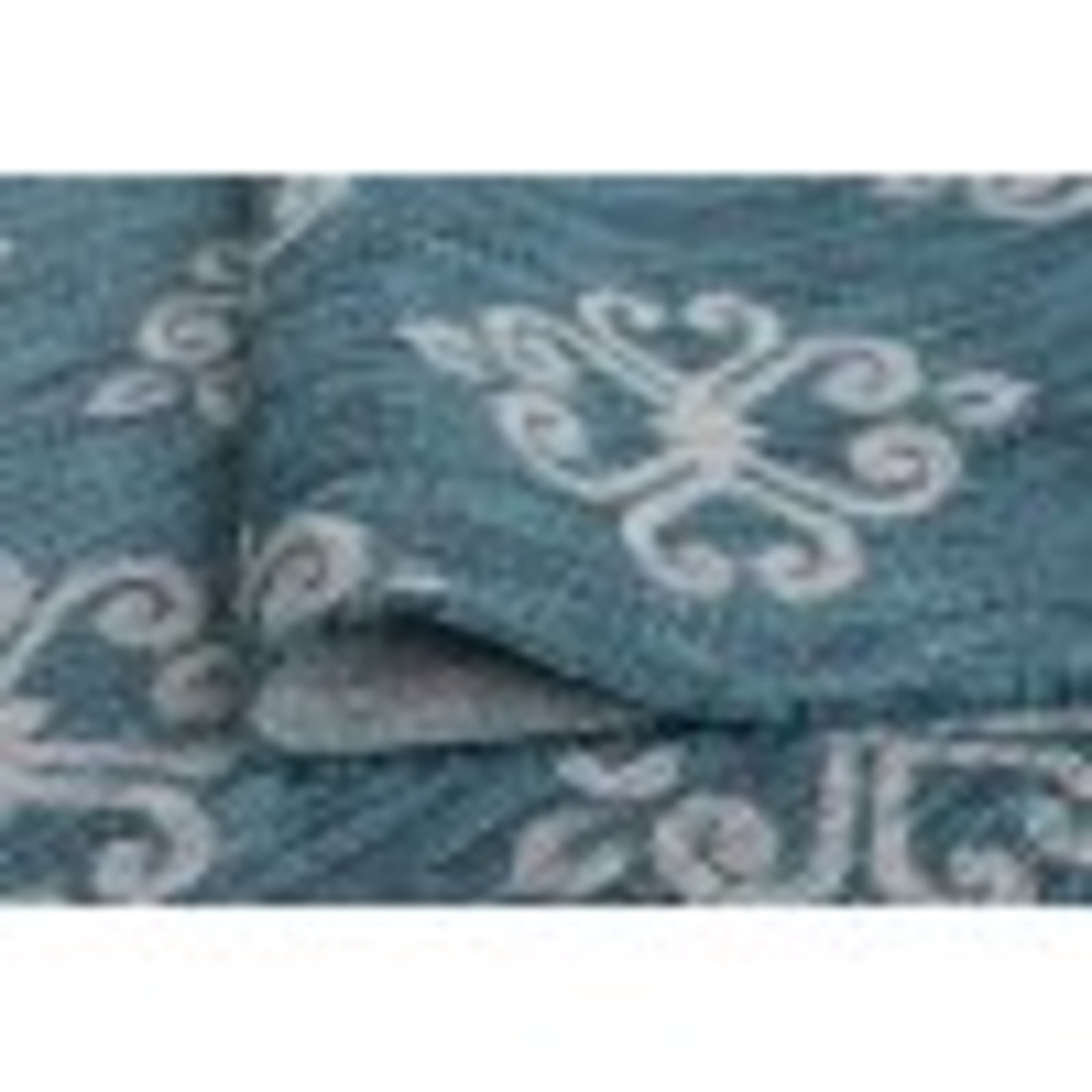 Bliss Rugs Damask Large Indoor Outdoor Area Rug for Patio, Porch, Garden | Teal - Light Gray, 7'10''x10'3''