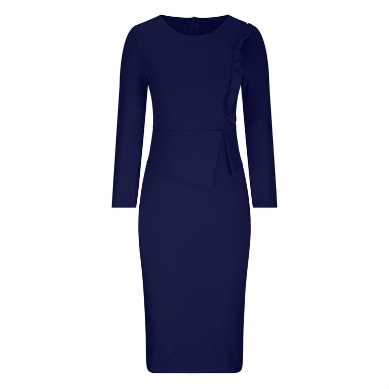 Mrat Women's Bodycon Pencil Dress Office Stretchy Dress Modest Business  Work Suiting Dresses S-32 Blue XXL - Walmart.com