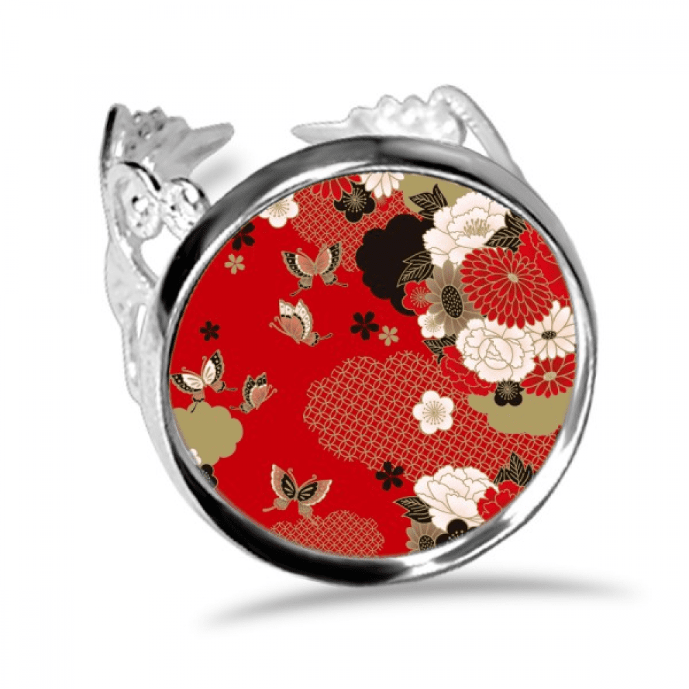 Flower Red Sakura Ring Adjustable Love Wedding Engagement