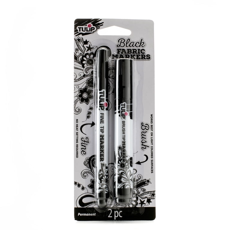 Tulip Fabric Markers, Black Fine & Brush Tip (3-Pack) photo 2