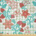 thumbnail image 2 of Ambesonne Floral Fabric by the Yard Microfiber, Flowers Berries, 10 Yards, Dark Coral Aqua, 2 of 2