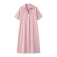 thumbnail image 5 of Pounoo Dresses for Women Short Sleeve Collared Half Placket Sundresses Weekend Outings Lightweight Comfortable Relaxed Fit Midi Dresses Gift, 5 of 6