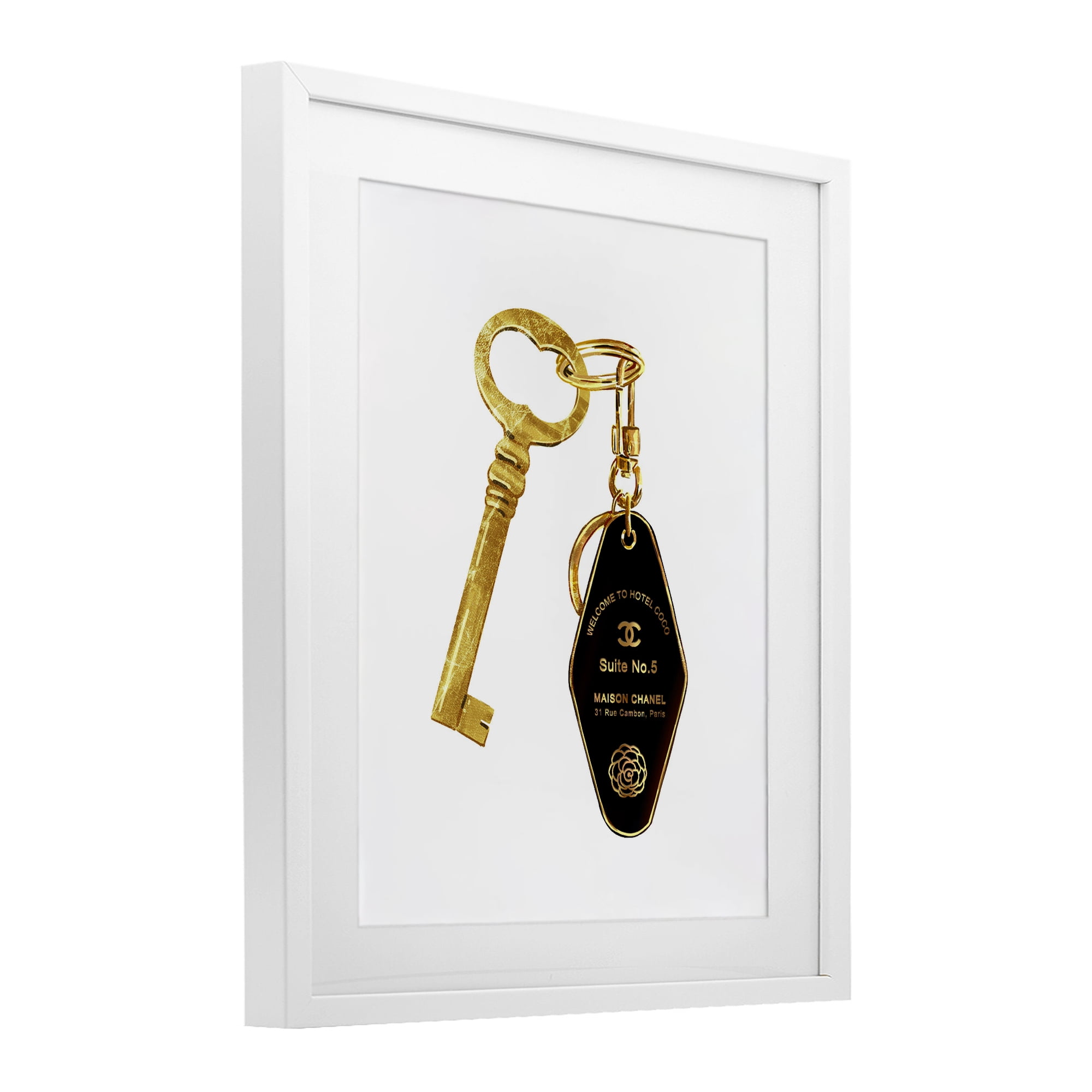 Luxury Fashion Key White Framed Print Under Glass, design by Ziwei Li