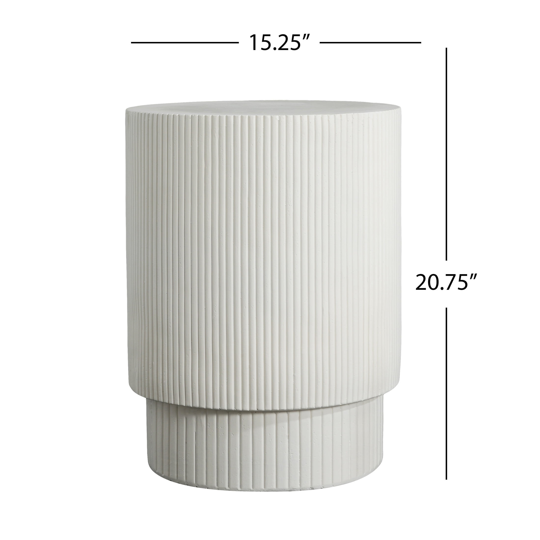 Christopher Knight Home Minimalist Ribbed MGO Side Table, Concrete, Indoor/Outdoor, White